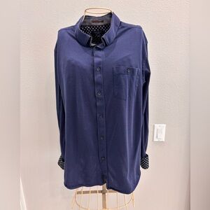 Ted Baker Men's Navy Blue Button Up Shirt Size EU/UK 5/ US XL.  Runs small!